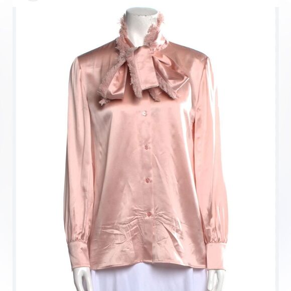 Tory Burch Frayed Toe Neck Blouse - Picture 1 of 5